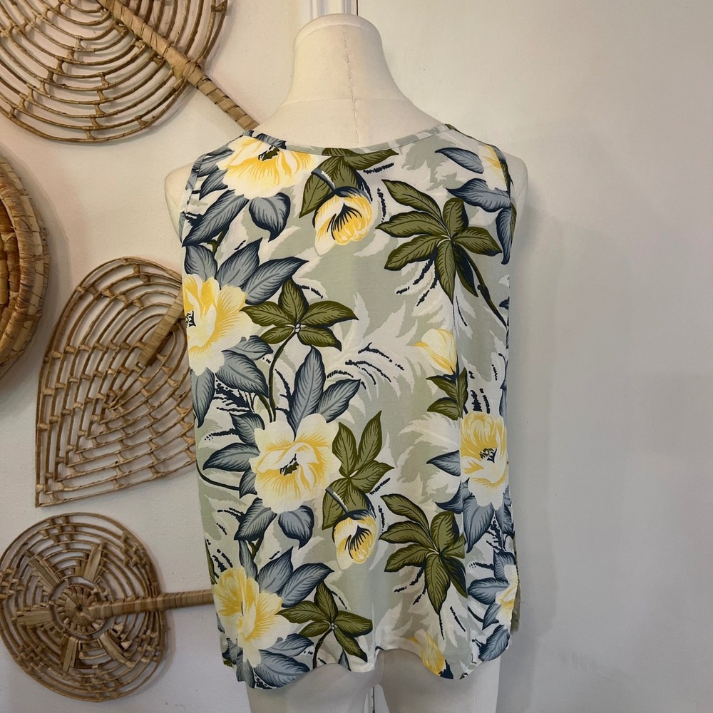Tommy Bahama Rayon Floral Tank Top Tropical Resort Beach Coastal Size L - Picture 5 of 7